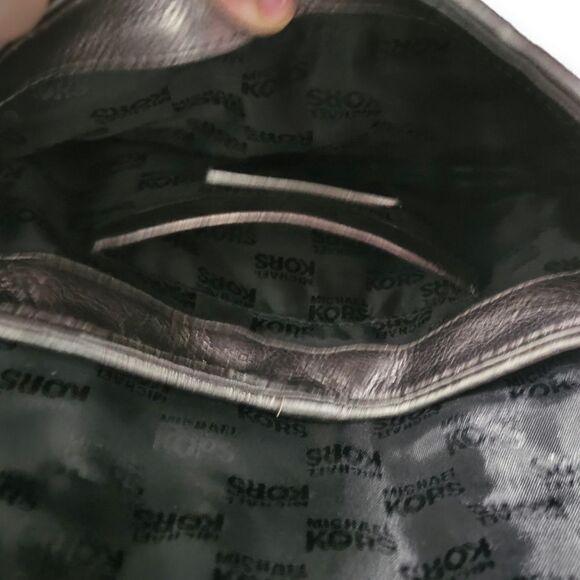Michael Kors Signature MK Suede and Metal Stud Detail Clutch Shoulder Bag - Picture 6 of 14